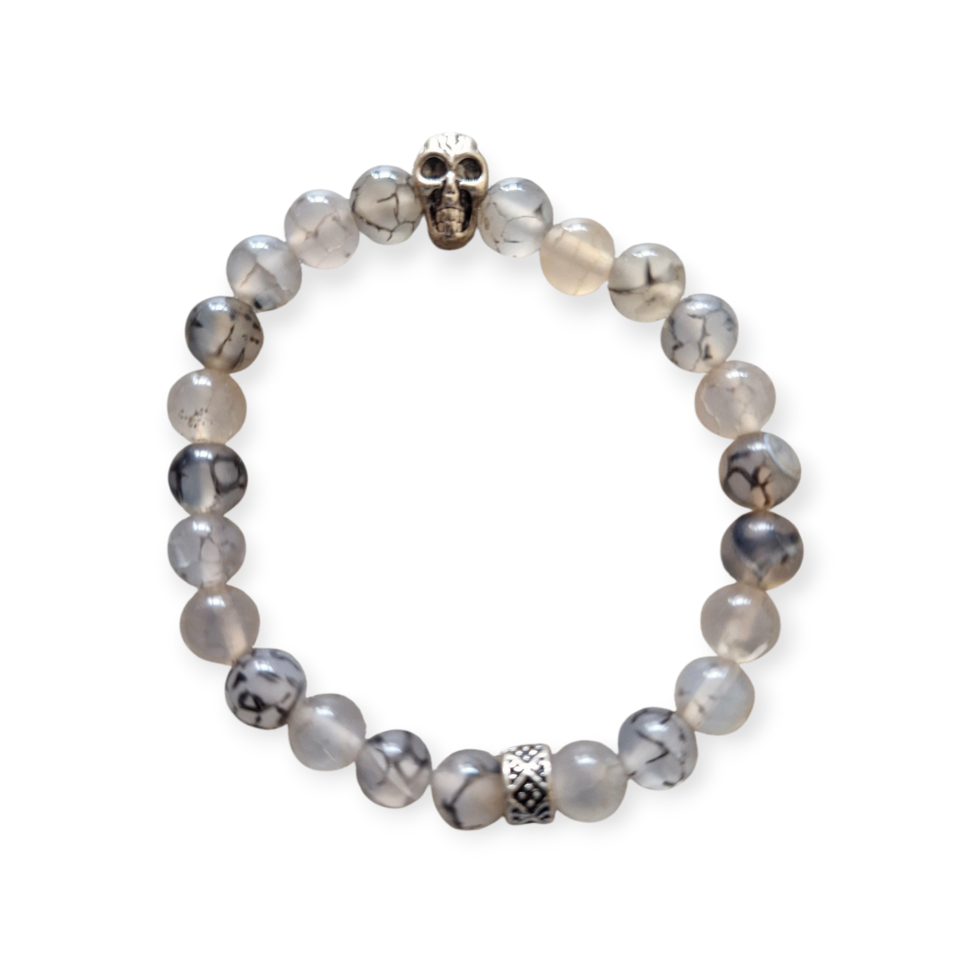 Mannen - kralenarmband met detail gekleurde agaat