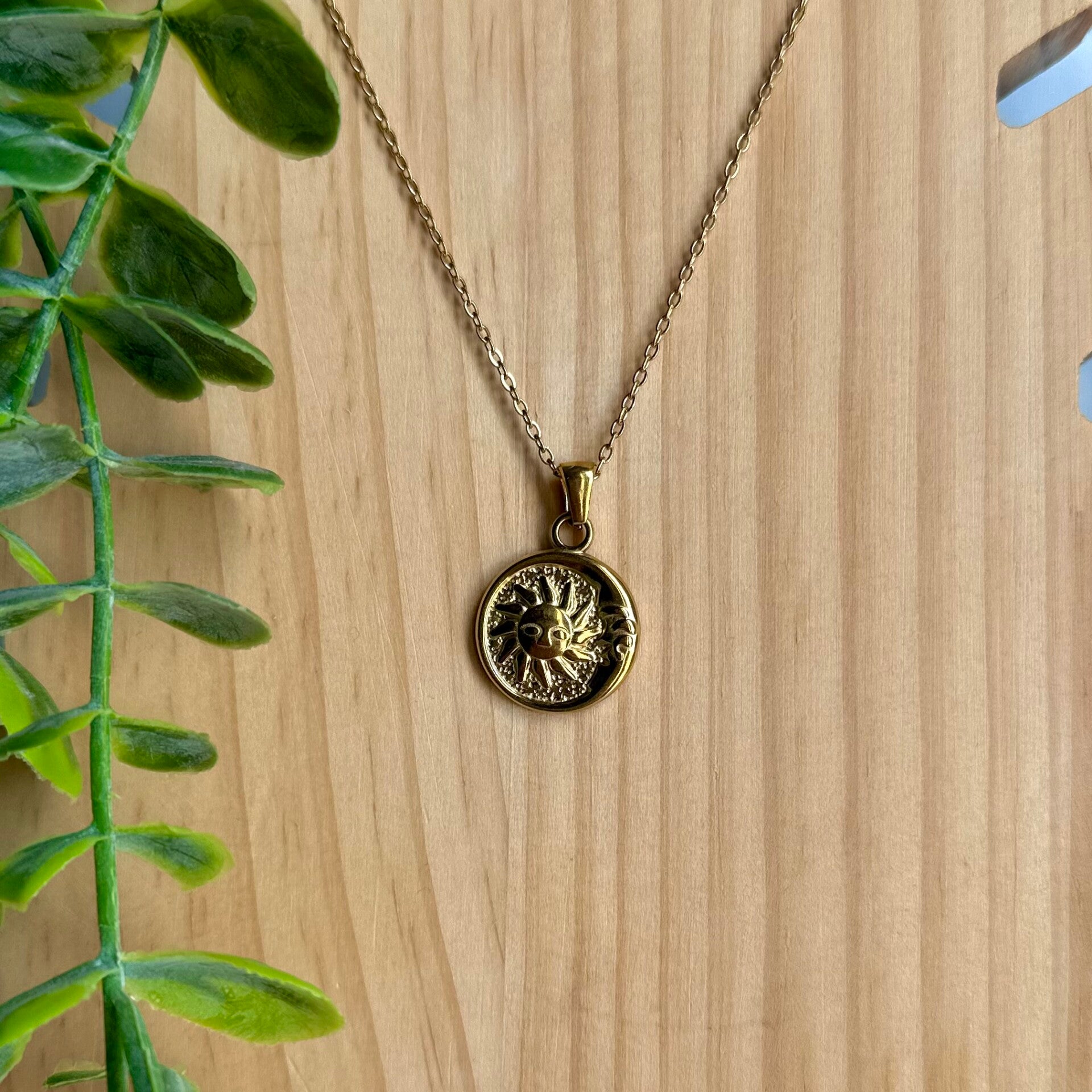 Lune & Soleil en acier | Collier en acier inoxydable