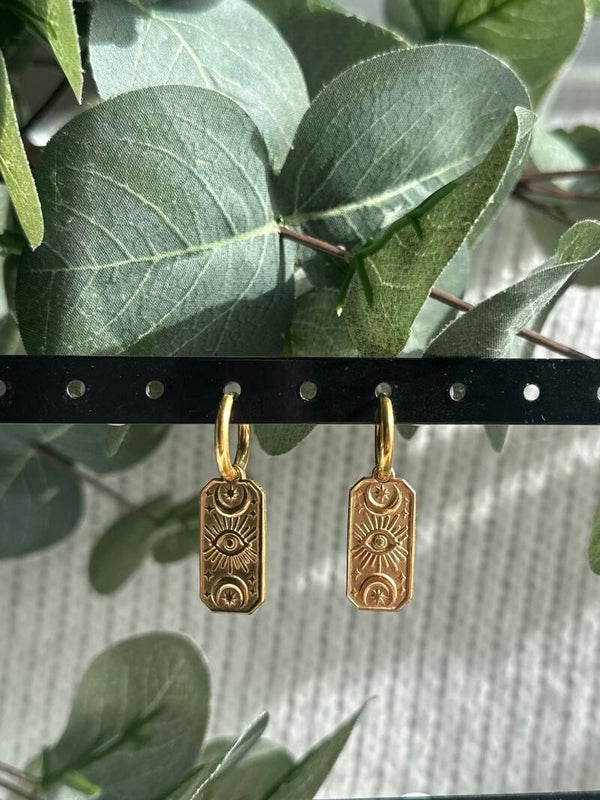 Boucles d’oreilles Carte tarot Œil & Lune