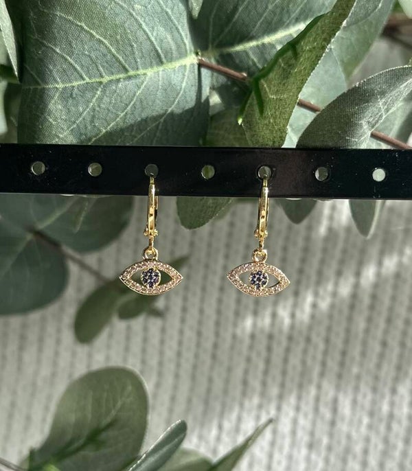 Boucles d’oreilles œil de protection à strass