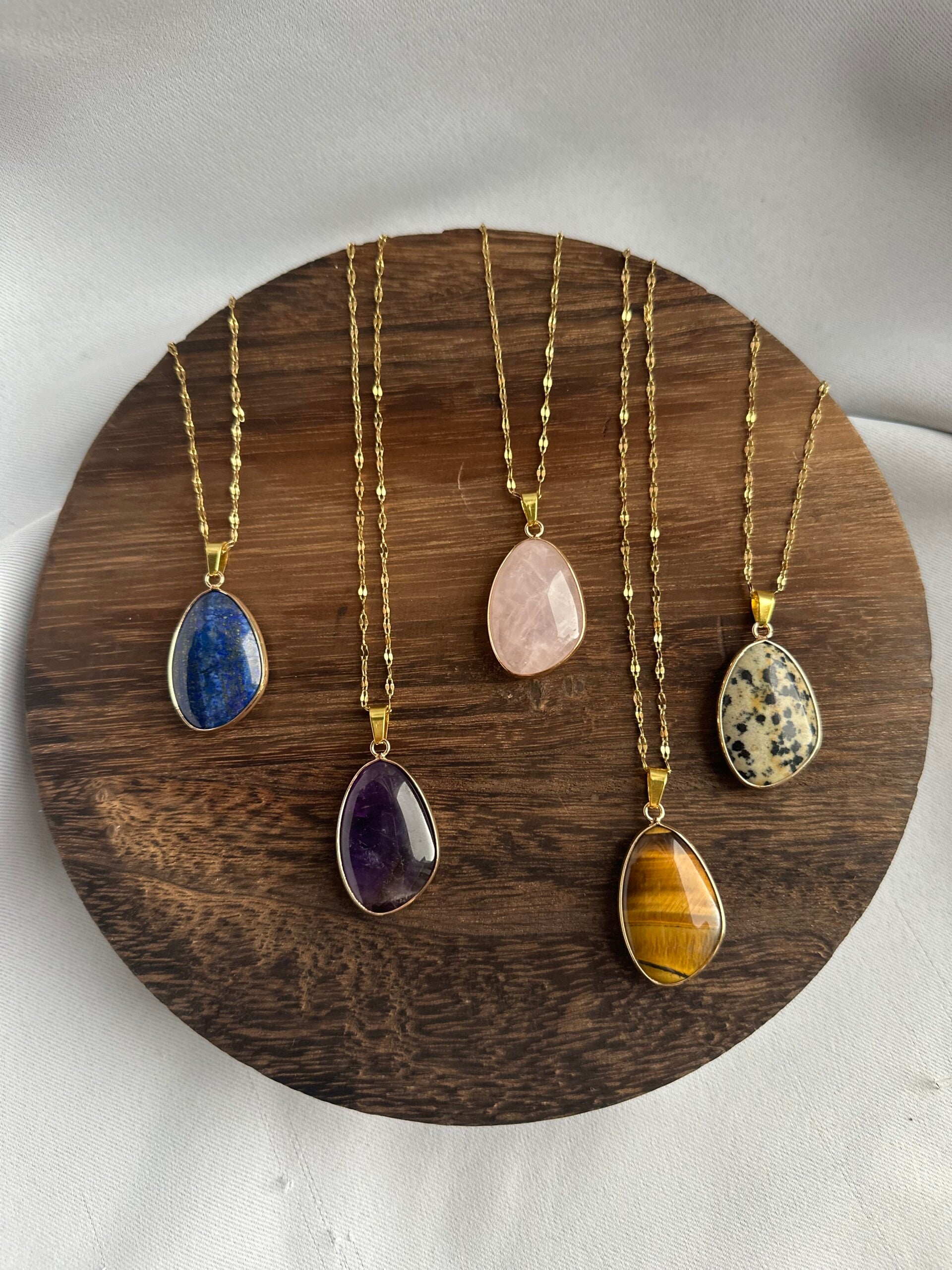 Collier acier inoxydable & pierres naturelles