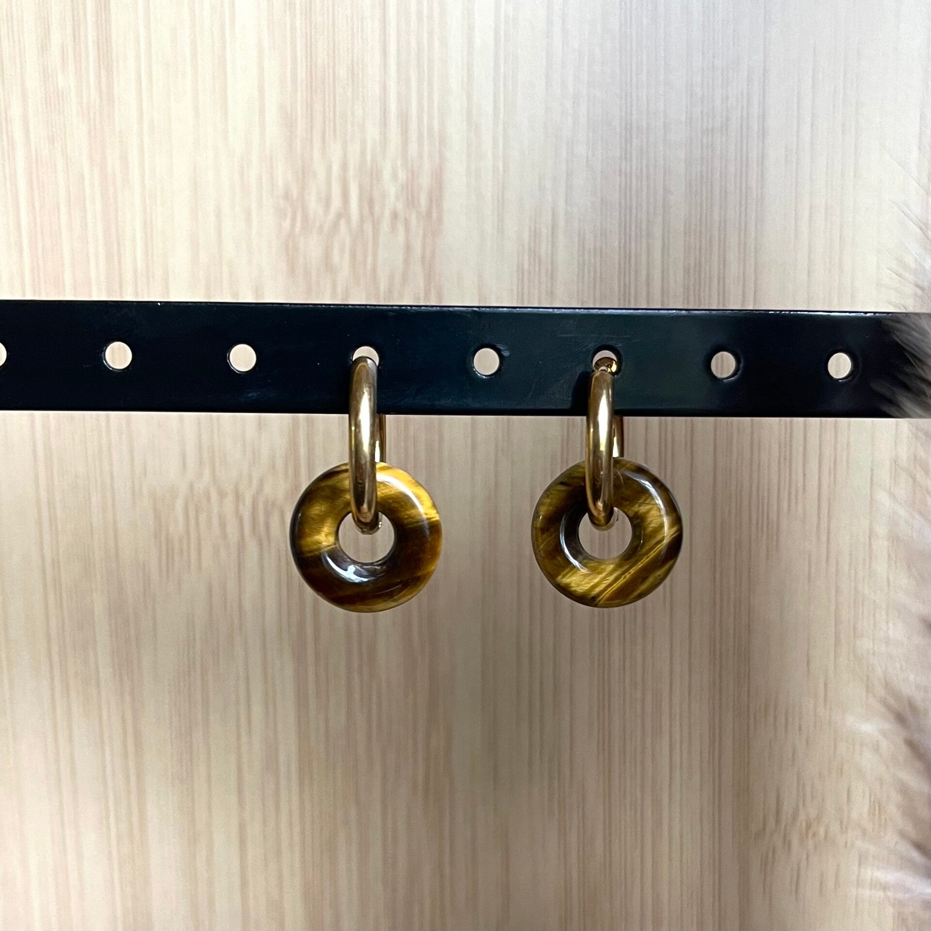 Boucles d'oreilles donut Oeil de Tigre