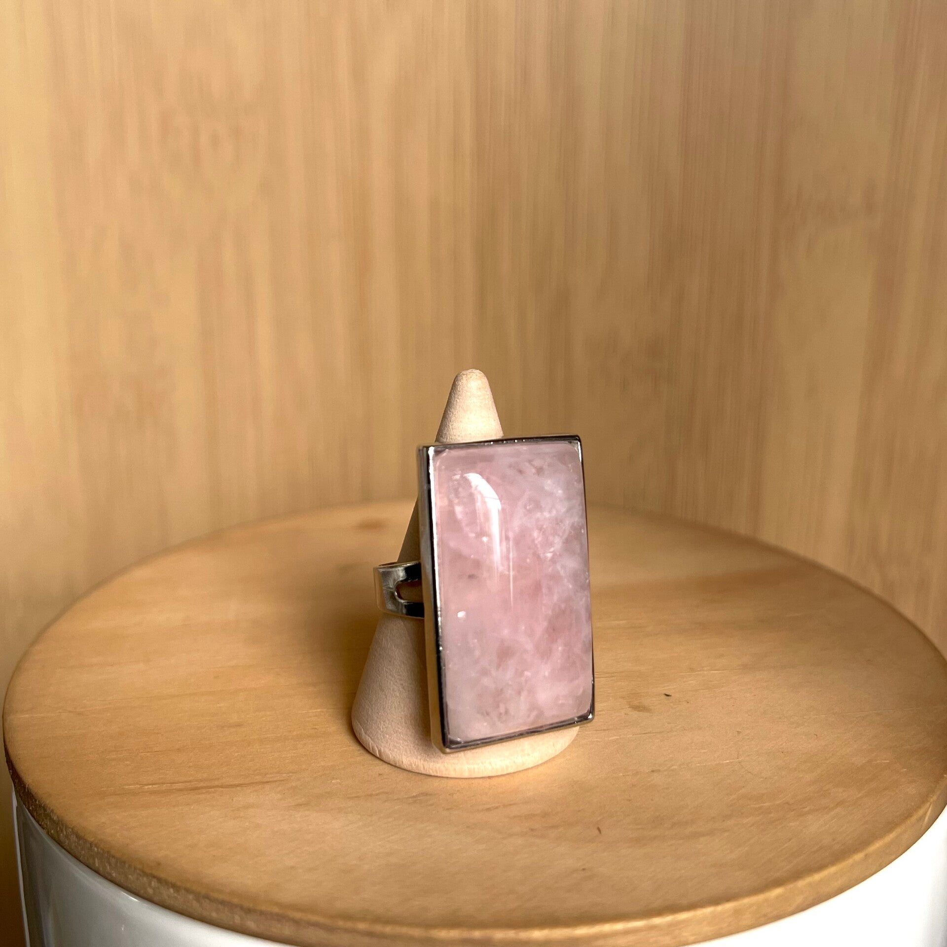 Bague rectangulaire - Quartz Rose