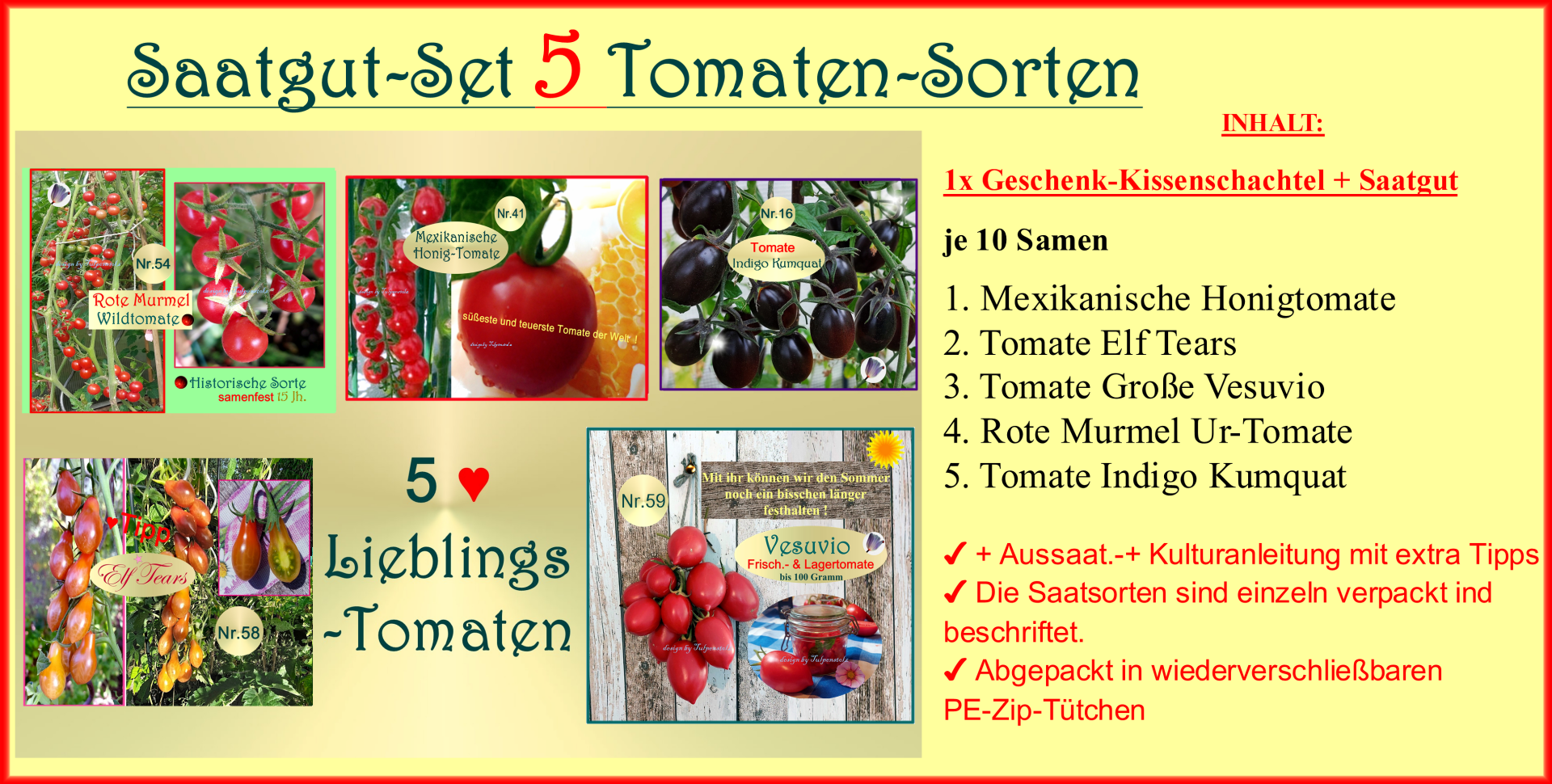 Tomaten Set Tulpenstolz alte Sorten 