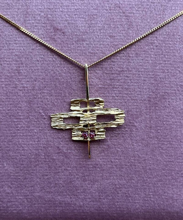 14Krt Geelgouden hanger met robijn - Art.nr. G13