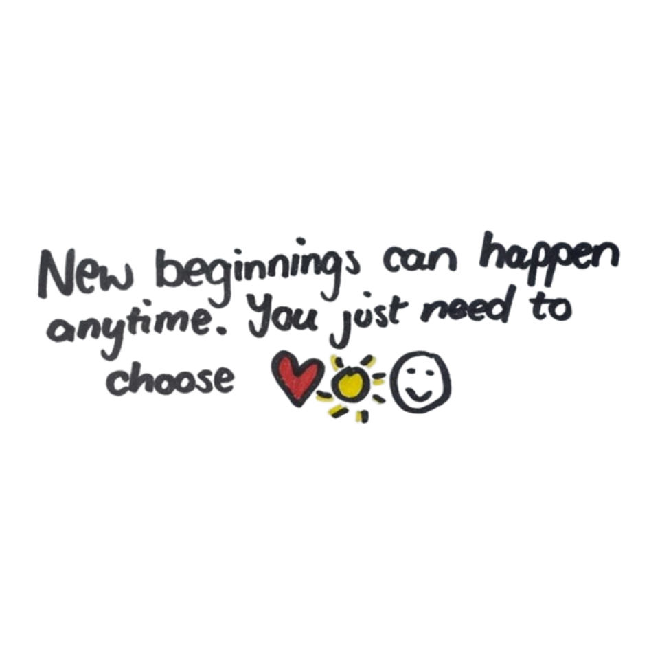 "New beginings" hand-drawn doodle.
