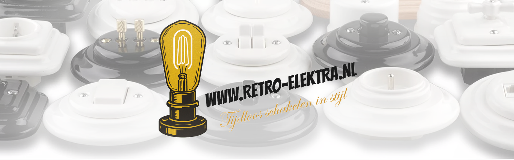 Inbouw porselein retro dubbele schakelaar, 2-voudig, All-in-One, serie PR1 zwart