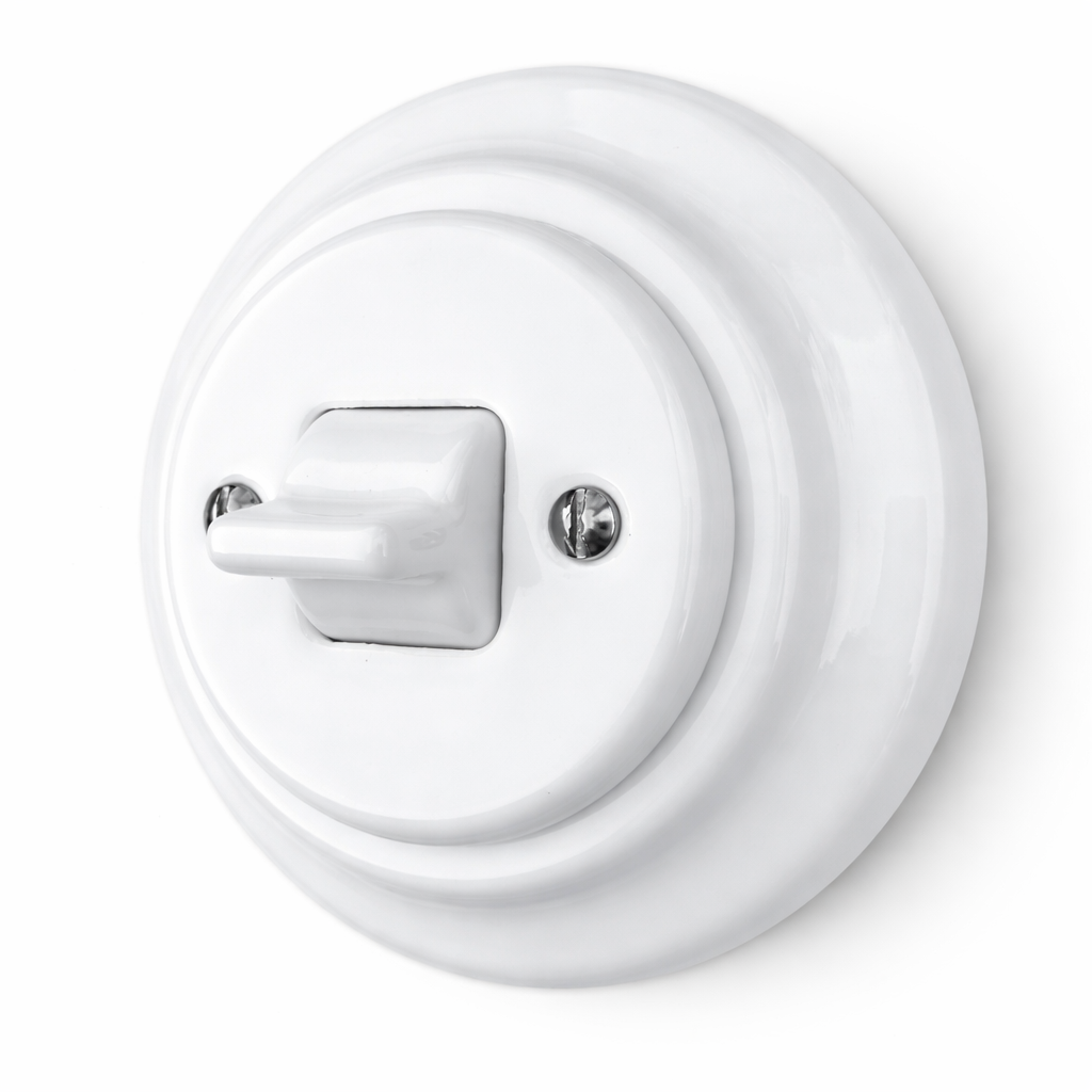 Inbouw tuimel kruisschakelaar porselein