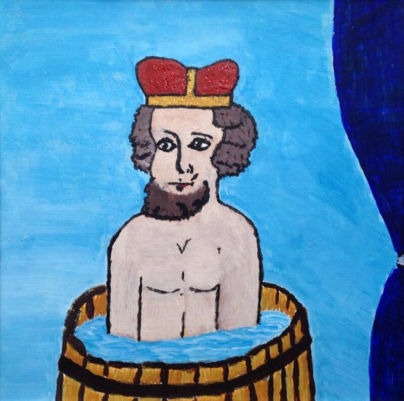 tempera afbeelding van koning vlad in de bad tobbe