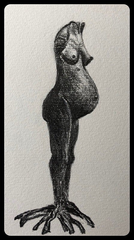 potlood tekening van een vrouw in verwachting in het Depot te Wageningen
