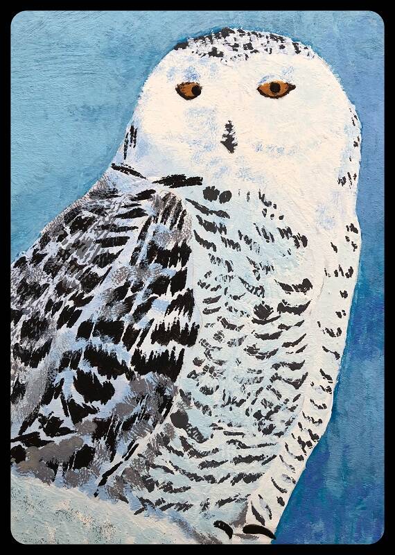 tempera afbeelding van een sneeuw uil