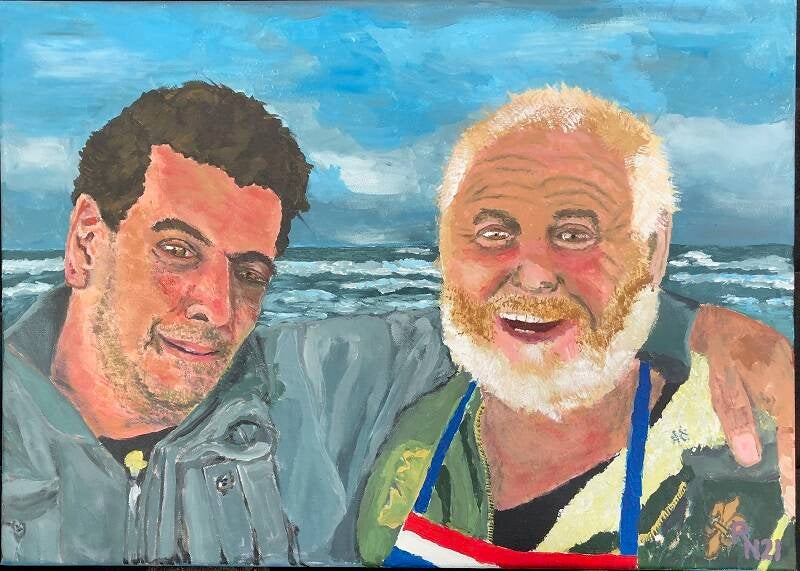 David en Kees hebben een viskraam op het strand van Zandvoort en dit is hun portret