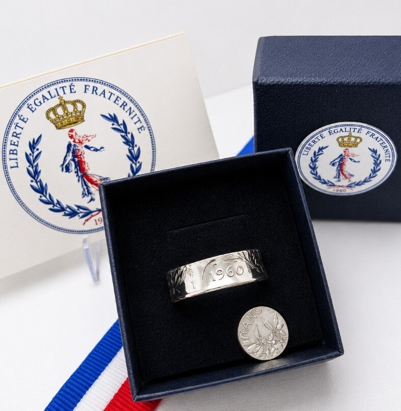 Bague piece de monnaie 5 francs semeuse argent
