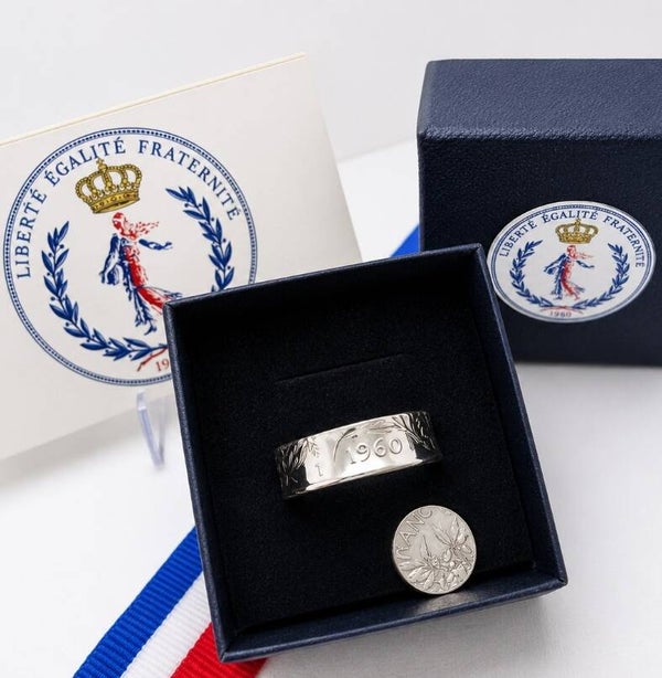 Bague piece de monnaie 5 francs semeuse argent