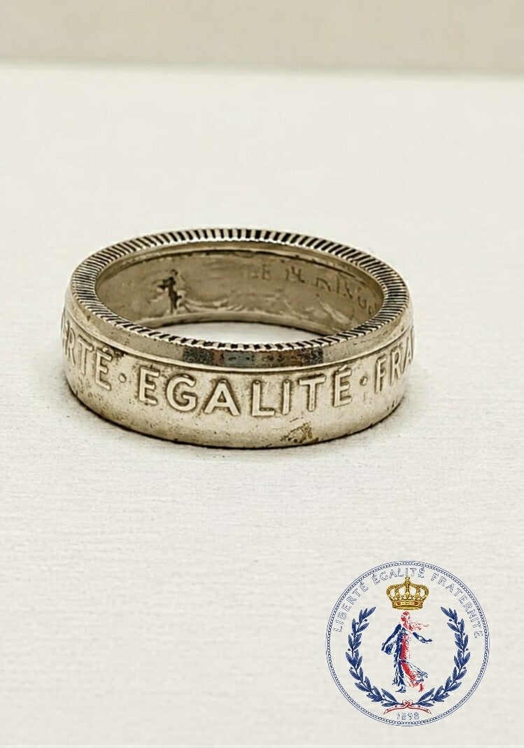 Bague piece de monnaie 1 franc semeuse argent