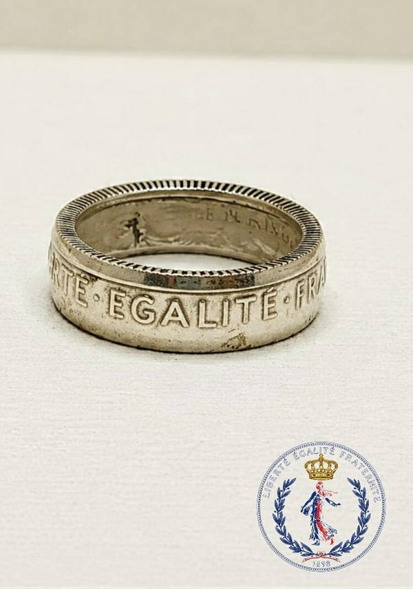 Bague piece de monnaie 1 franc semeuse argent