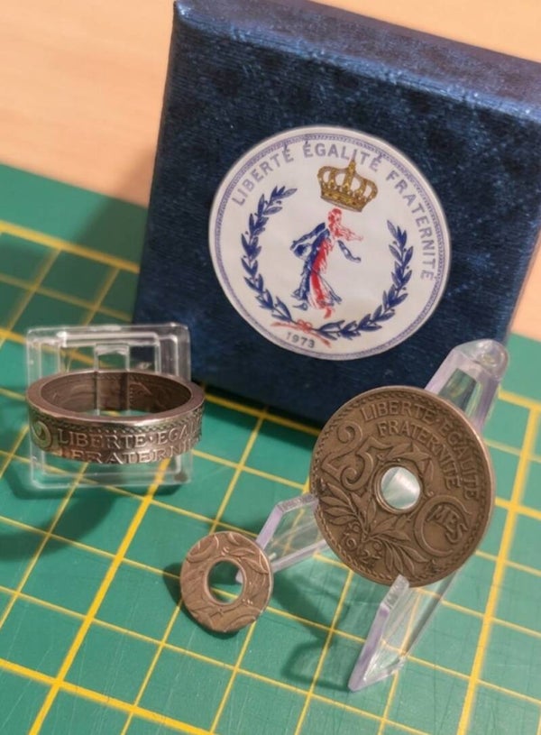 Bague piece de monnaie 25 centimes Lindauer