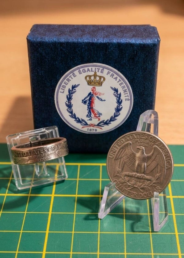 Bague pièce de monnaie quarter dollar