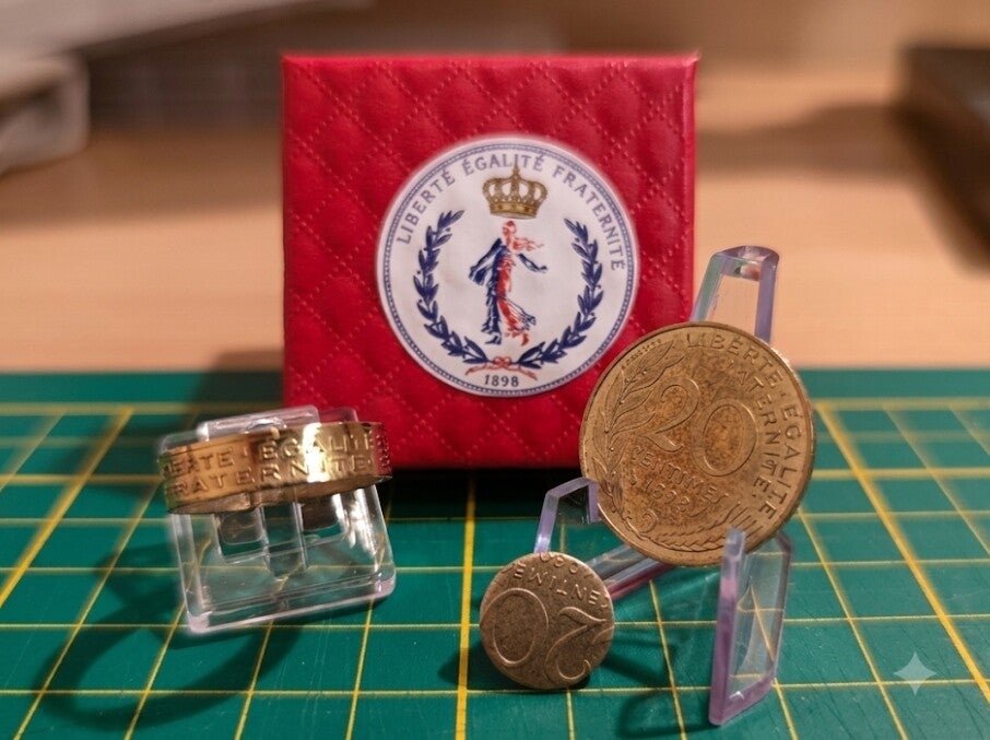 Bague piece de monnaie 20 centimes Marianne