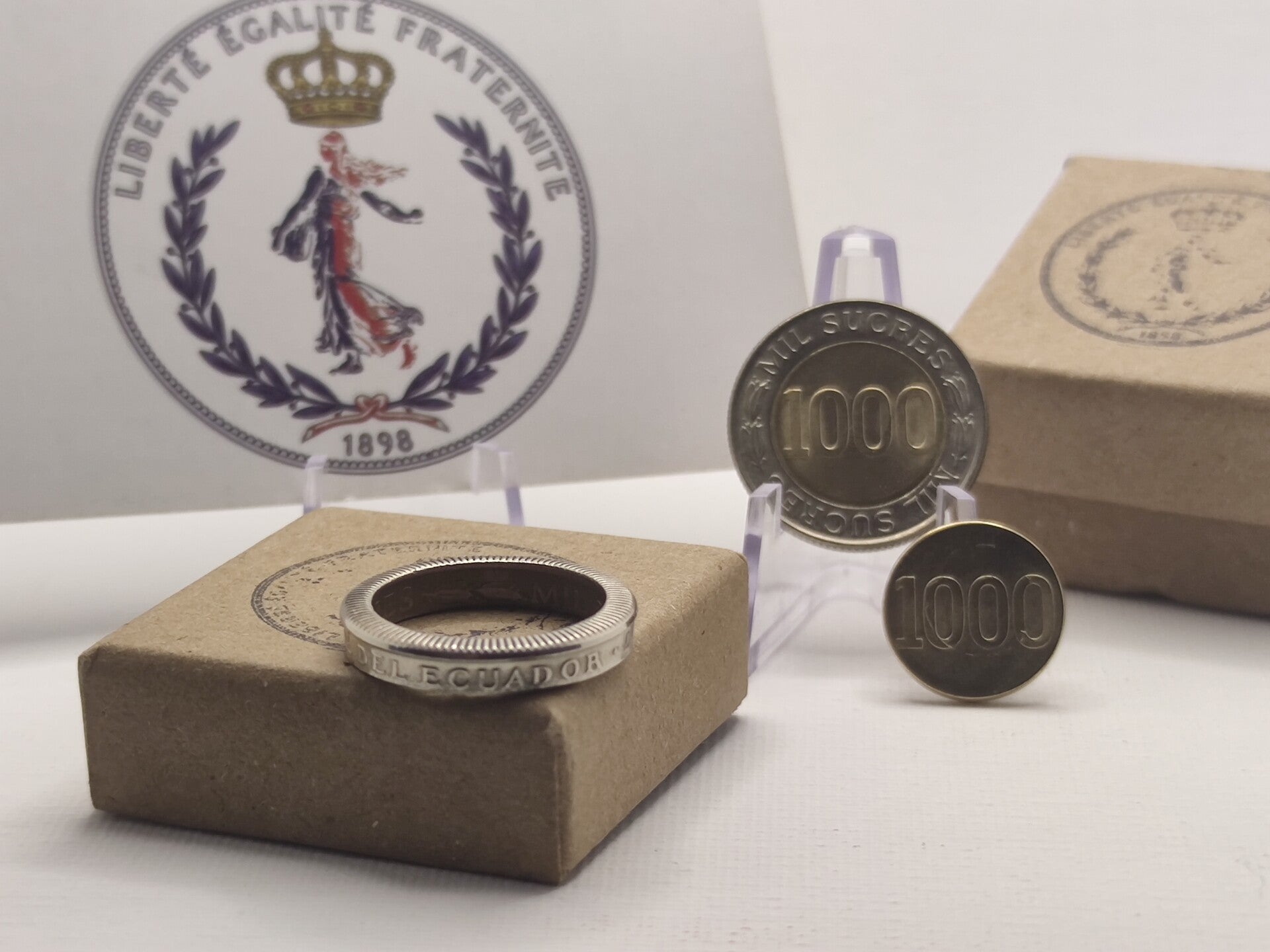 Bague pièce de monnaie Équateur