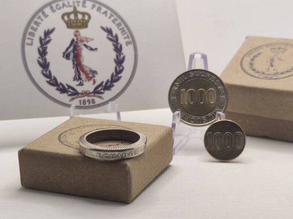 Bague pièce de monnaie Équateur