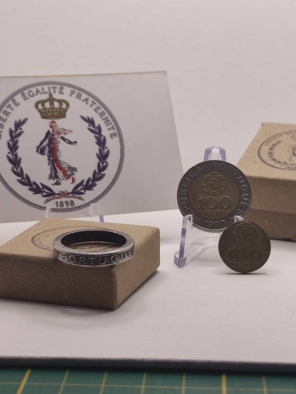 Bague pièce de monnaie portugal