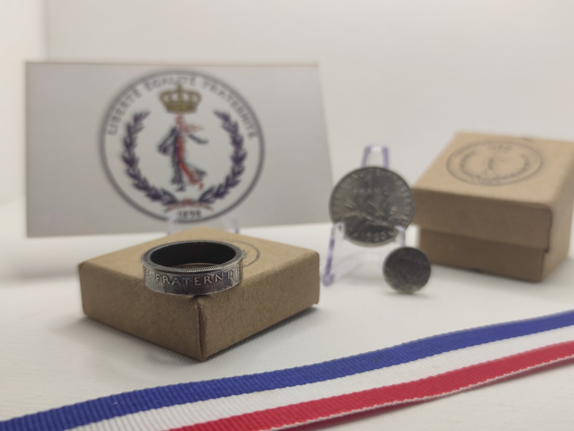 Bague piece de monnaie 1 franc semeuse