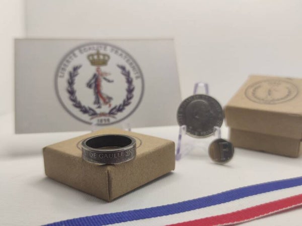 Bague piece de monnaie 1 franc Charles de Gaulle