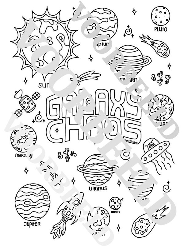 Galaxy kleurplaat (met tekst)