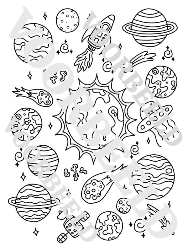 Galaxy kleurplaat (zonder tekst)