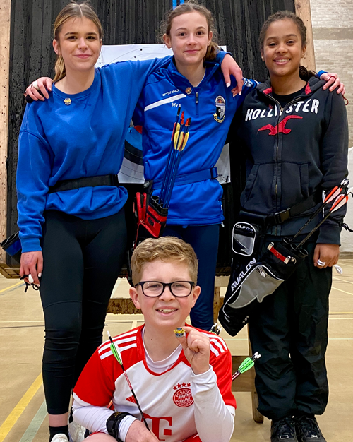 4 junior archery badge winners - 23/2/2024