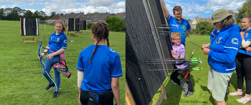 Members from the archery club doing a blank boss practice session