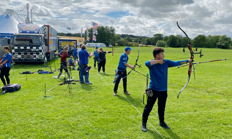 Sunday afternoon archery shooting line.
