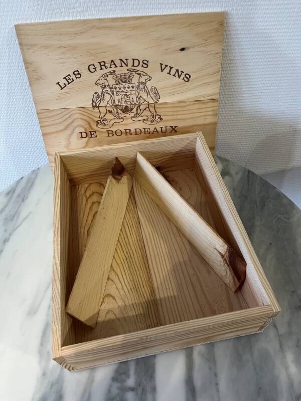 Houten kistje voor 3flessen Bourgogne