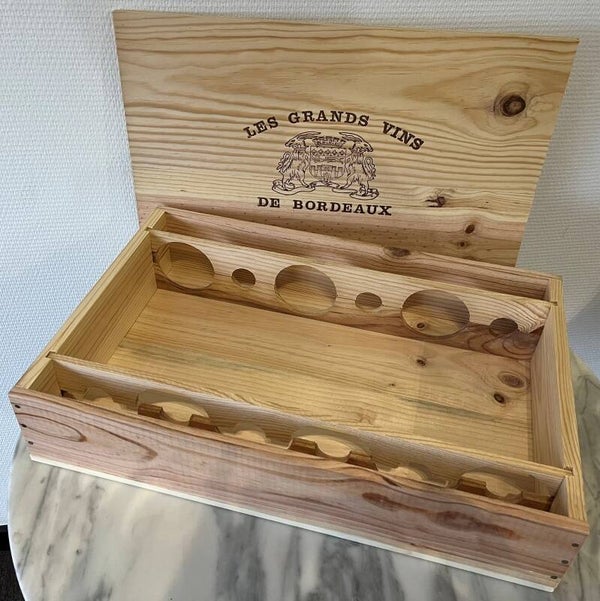 Houten kistje voor 6 flessen (1x6)Bord