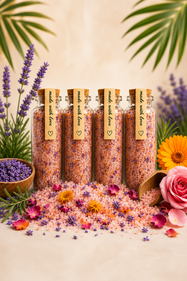 Aromatic Bath Salts – Lavender, Rosemary, Calendula & Rose Petals