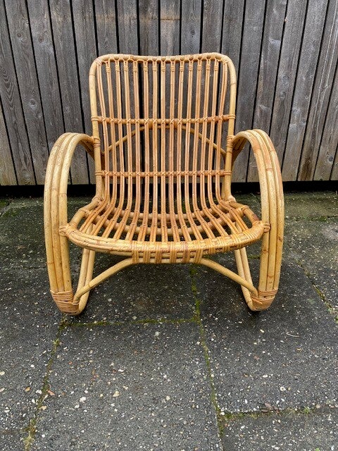 Luie vintage rotanstoel jaren 60