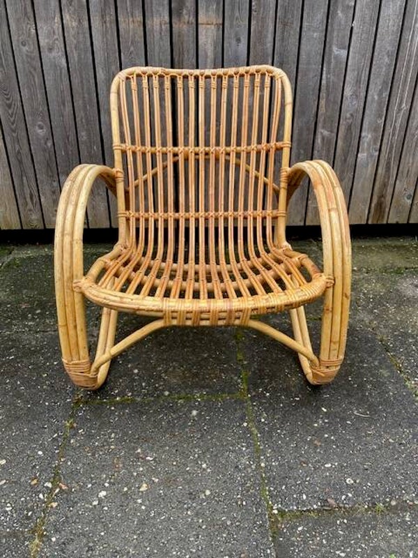 Luie vintage rotanstoel jaren 60