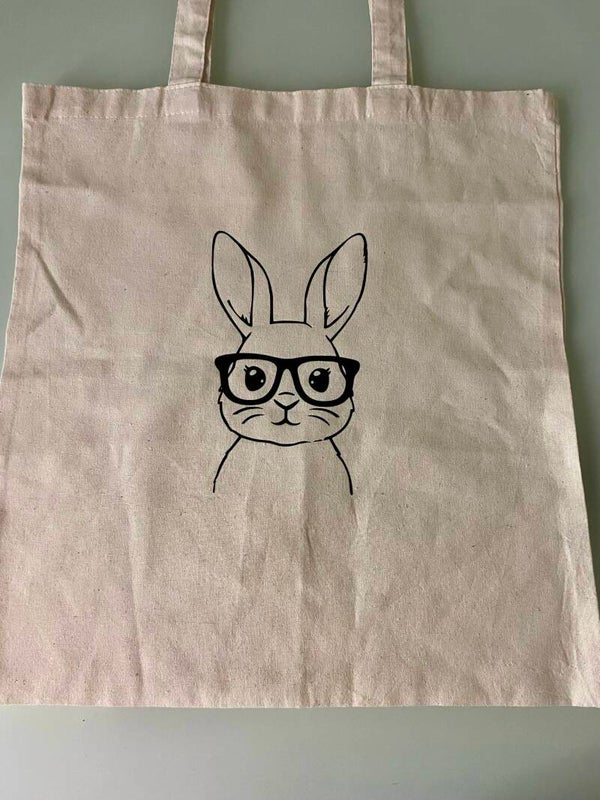 tote bag lapin 1  (Frais d’envoi inclus)