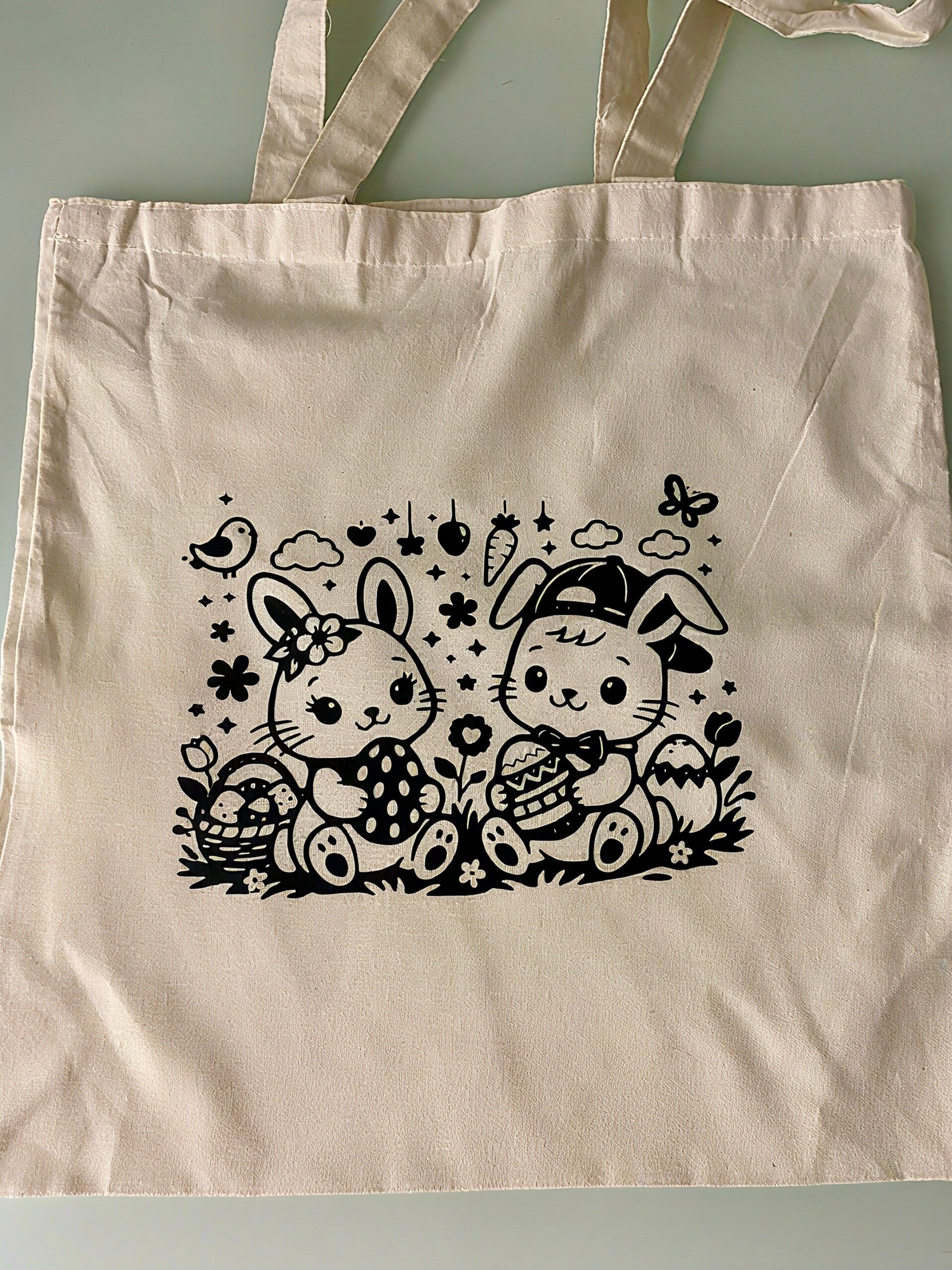 tote bag lapin 3 ( Frais d’envoi inclus)