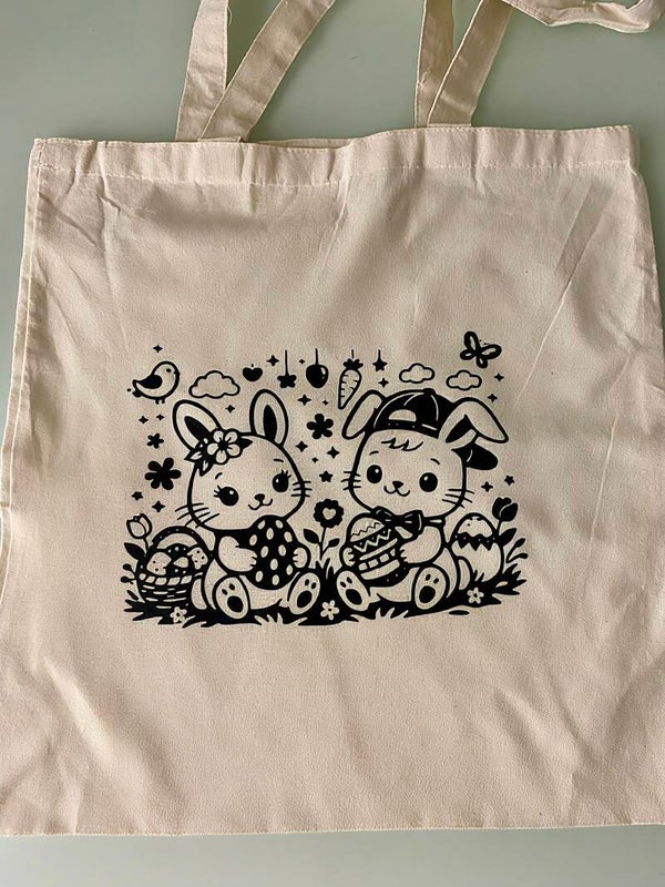 tote bag lapin 3 ( Frais d’envoi inclus)