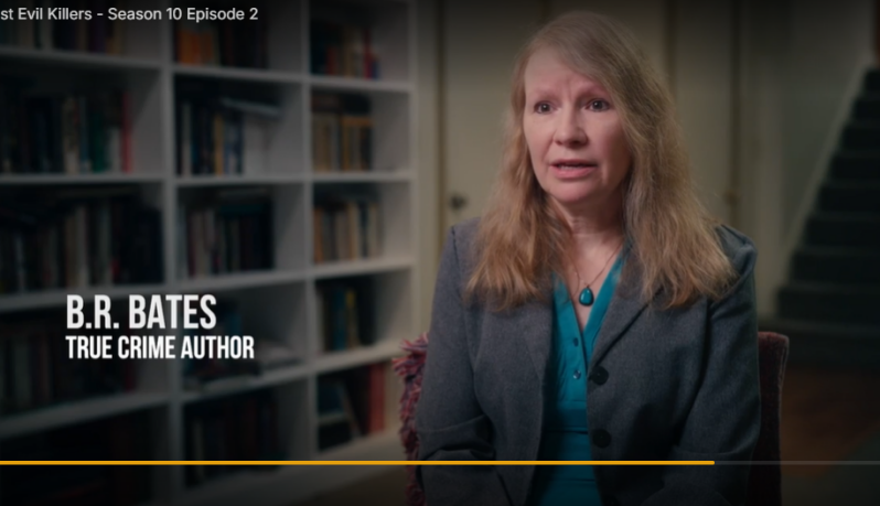 Screenshot of author B.R. Bates from World's Most Evil Killers Season 10 Episode 2.