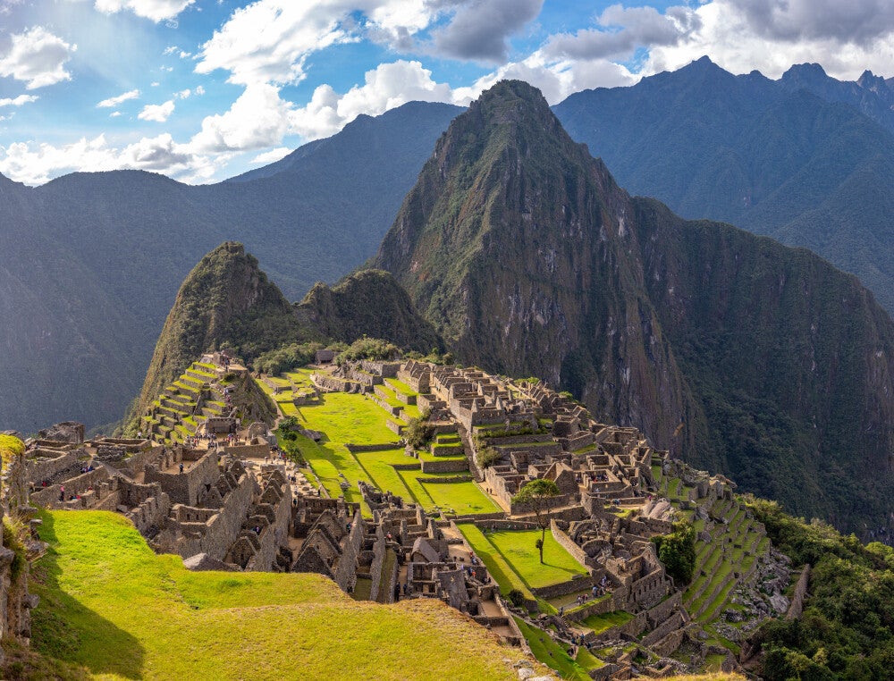 Machu Picchu, nestled high in the Andes Mountains of Peru