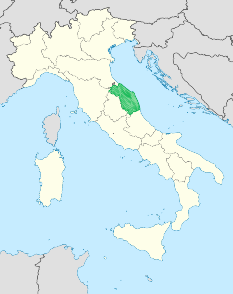 Italy maps, with the Marche region colored green