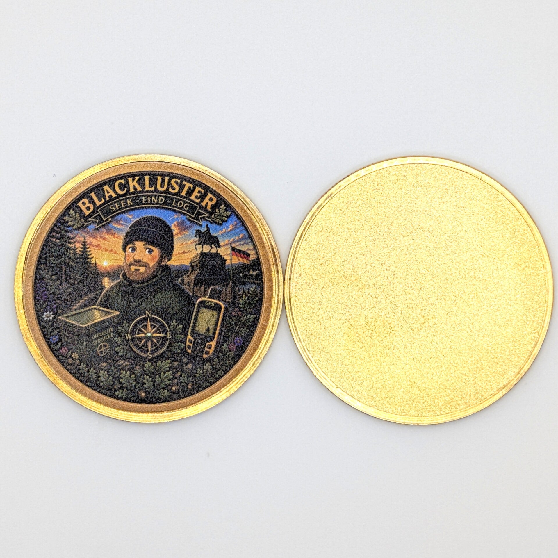 Messingmünze mit UV-Druck