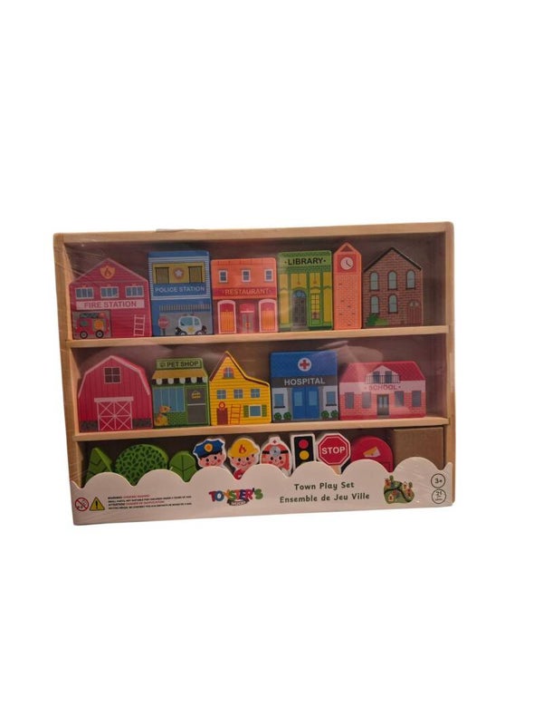 Toyster's 21 Piece Wooden  City Town Play-Set