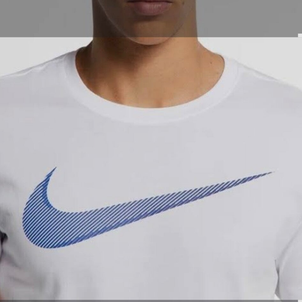 Men's White with Blue Nike Dri-Fit