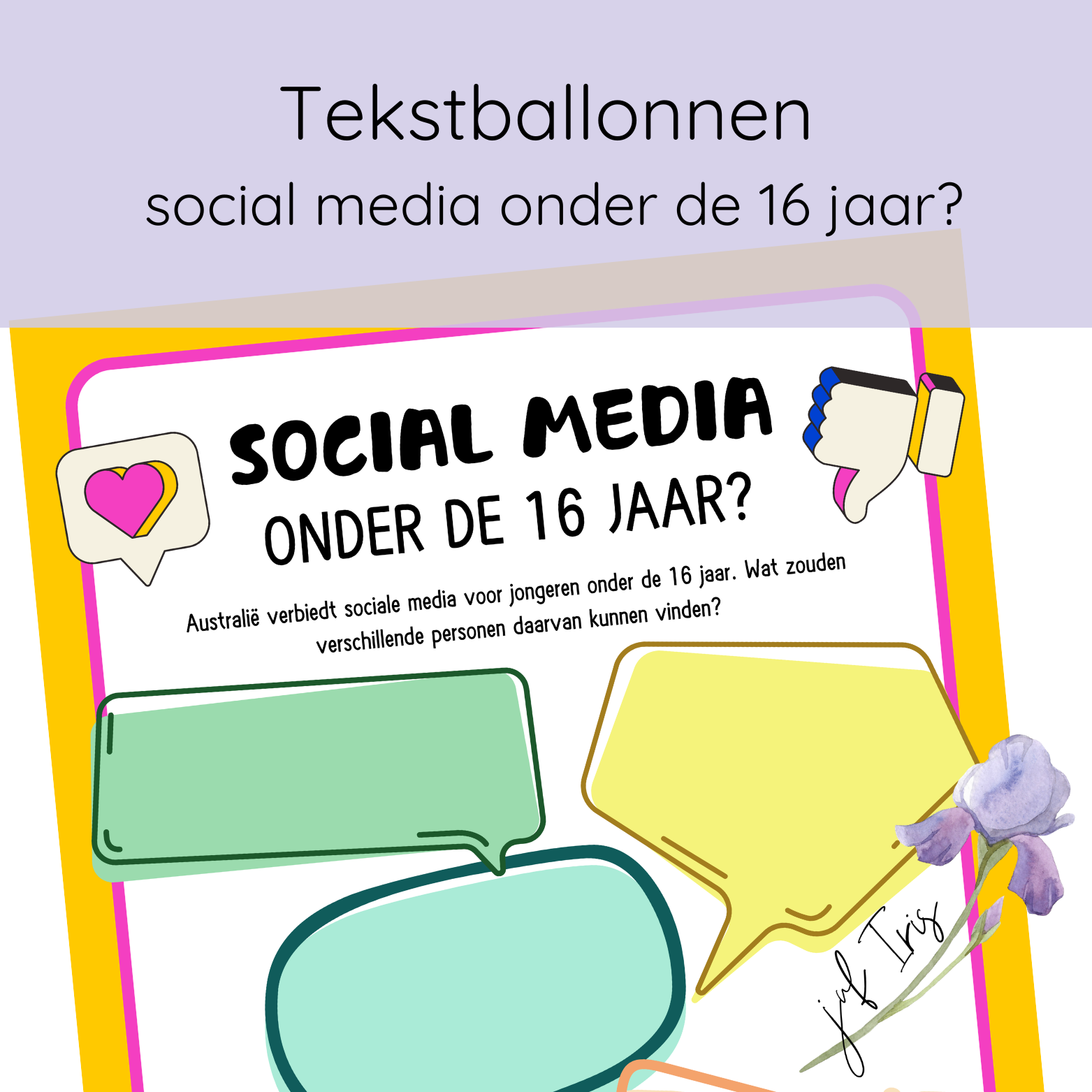 Tekstballonnen - social media onder de 16 jaar