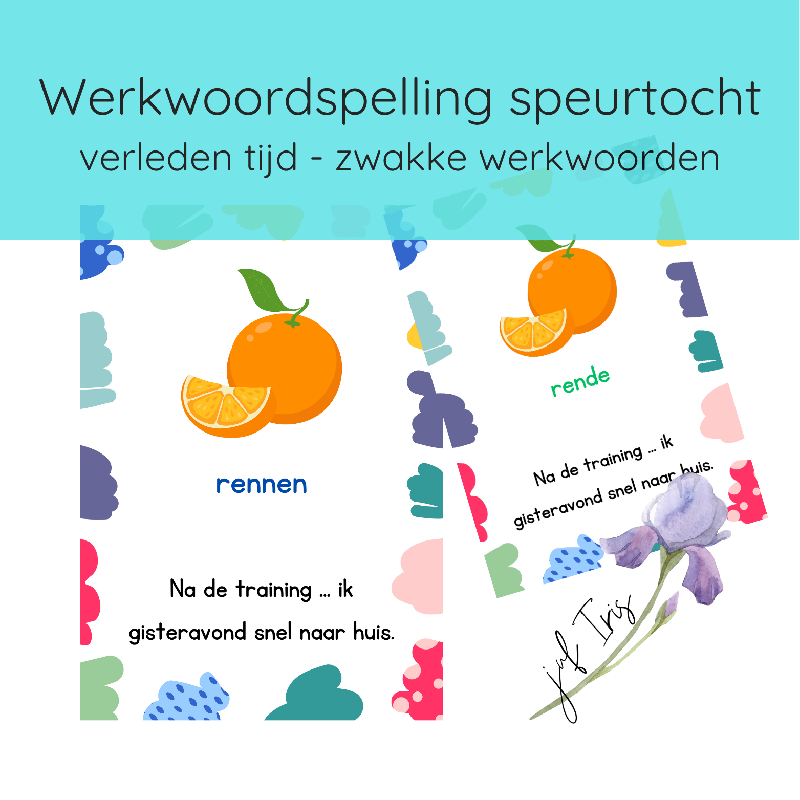 Werkwoordspelling speurtocht - verleden tijd van zwakke werkwoorden