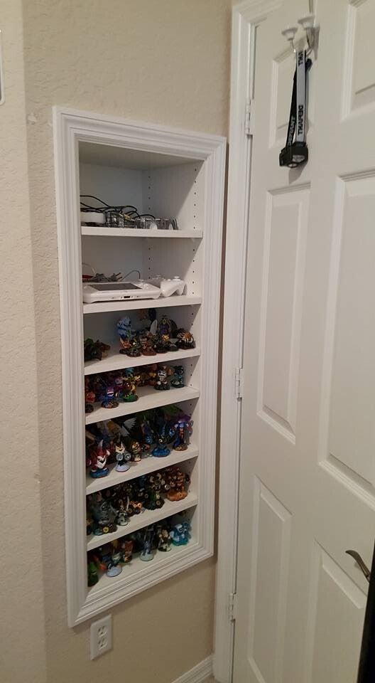 Custom recessed built-in shelving unit